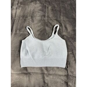 Reformation Womens Light Blue Knit Cropped Tank Top Scoop Neck Sleeveless Small